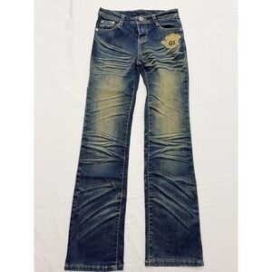 GX Jeans Juniors 26 Blue Med Wash Low Rise Slim Bootcut Distressed 26x32